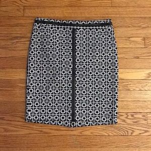 Black and white skirt with leather trim